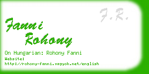 fanni rohony business card